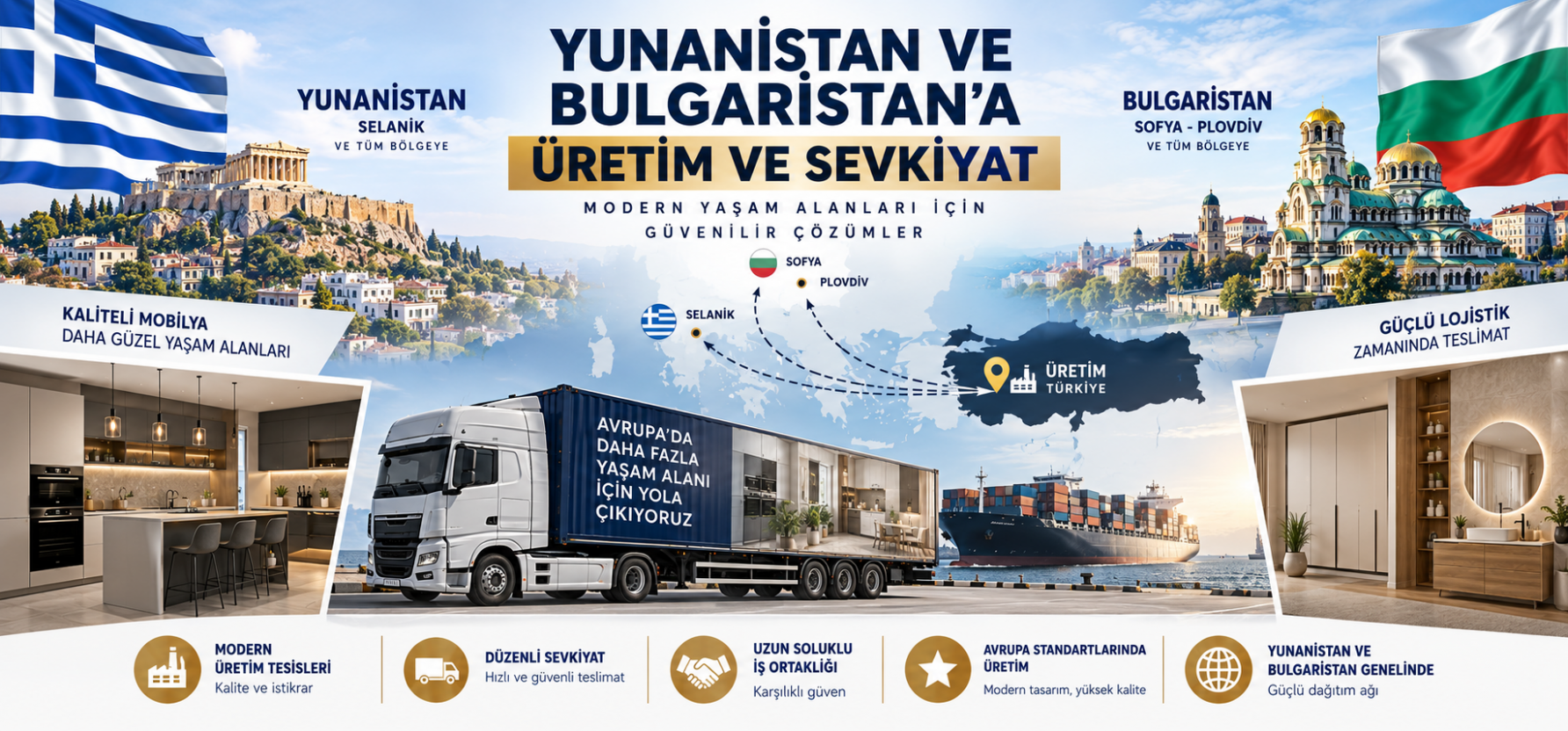 YUNANİSTAN ve BULGARİSTAN ÜRETİM VE SEVKİYAT YAPIYORUZ.