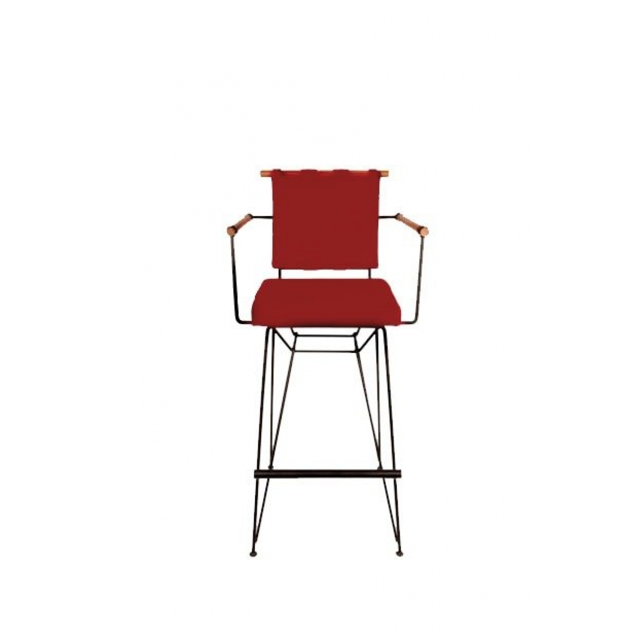 Metal ayaklı AHŞAP kollu Bar Sandalyesi
