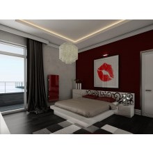 Modern karyola takımı ışıklı Lake boyalı