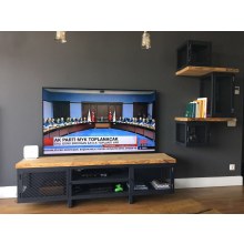 kütük televizyon sehpası ,metal kasalı,duvara monte kutular