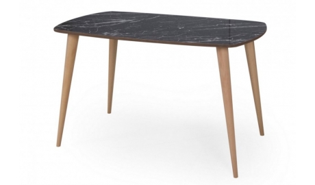 Gül Mermer desenli siyah  Uzun boy  Masa